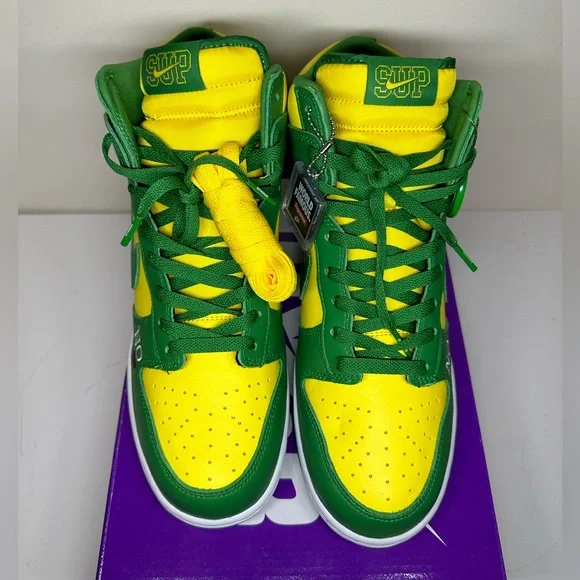 NWT 2022 SUPREME x NIKE SB DUNK HIGH “BY ANY MEANS NECESSARY” BRAZIL MENS SZ 10